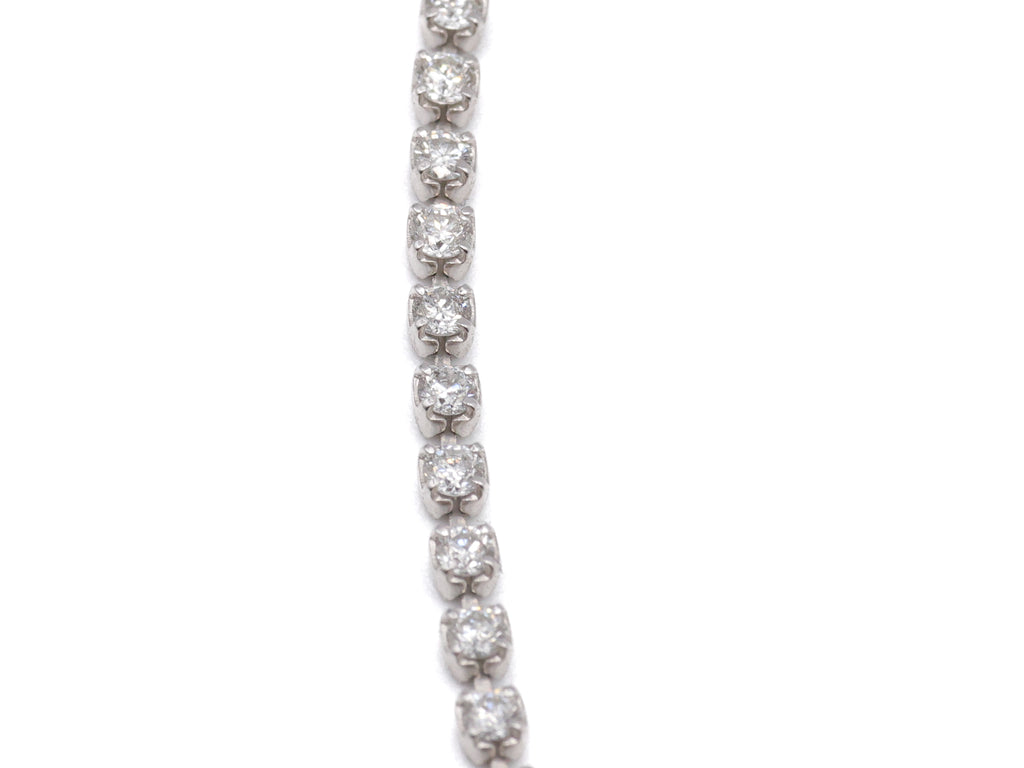 Platinum Round Natural Diamond Thin Tennis Necklace 13.1ct N-5PLT