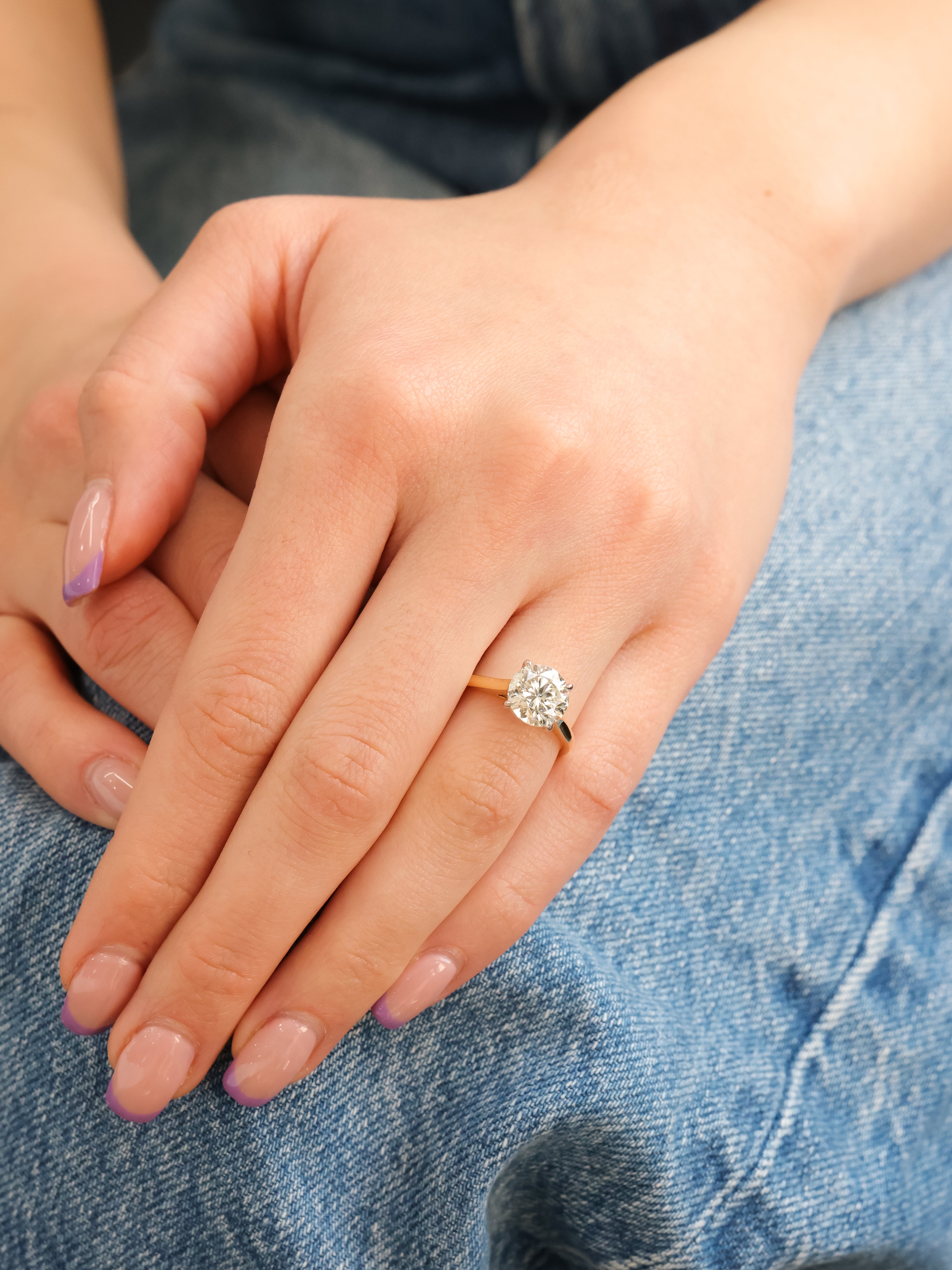 Round Natural Diamond Solitaire 14KT Two-Tone Ring 2.32ct R-232