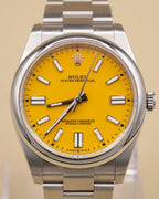 Rolex Oyster Perpetual 41 Yellow Index Dial on Oyster 124300 Complete 2021