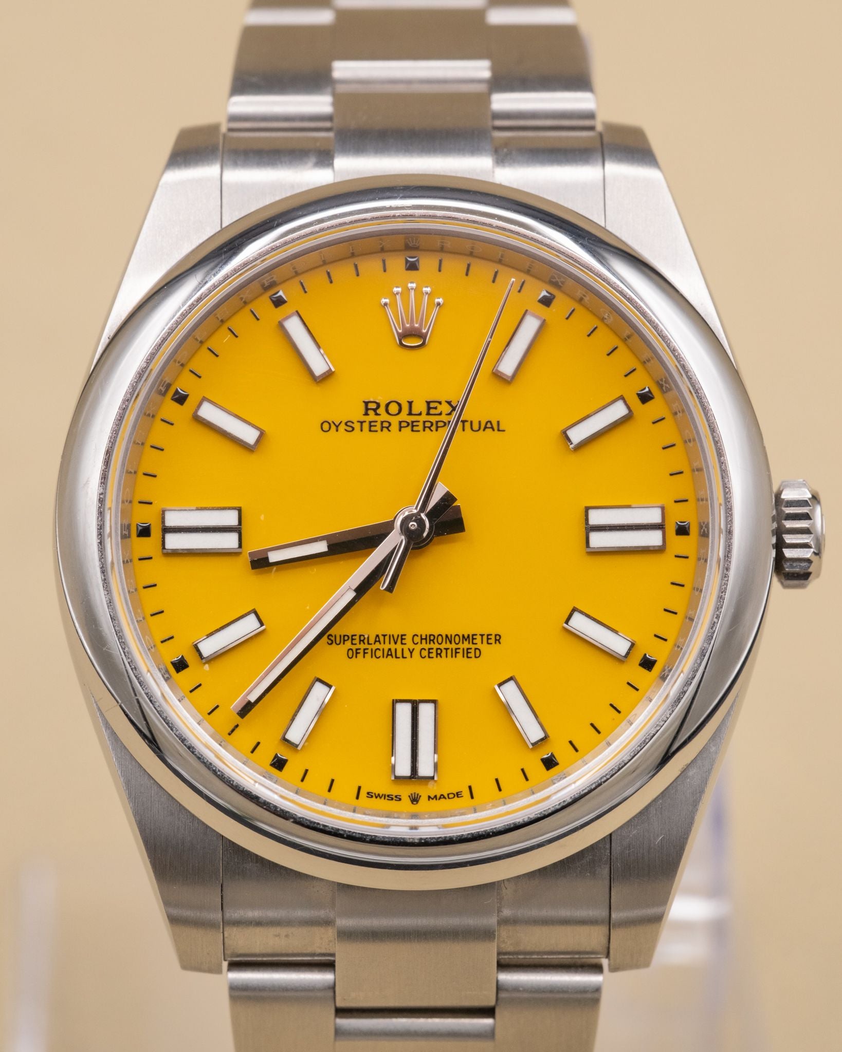 Rolex Oyster Perpetual 41 Yellow Index Dial on Oyster 124300 Complete 2021