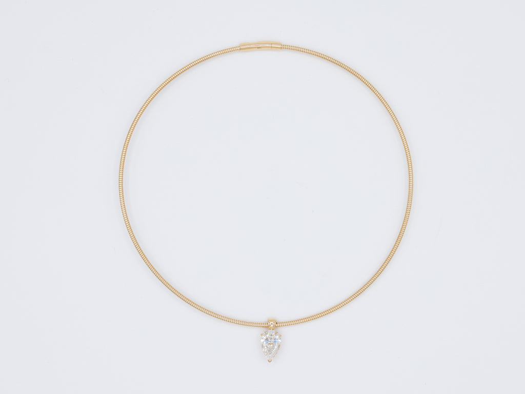 14K Yellow Gold Lab Grown Pear Diamond Collar Necklace 10.2ct N-323PS