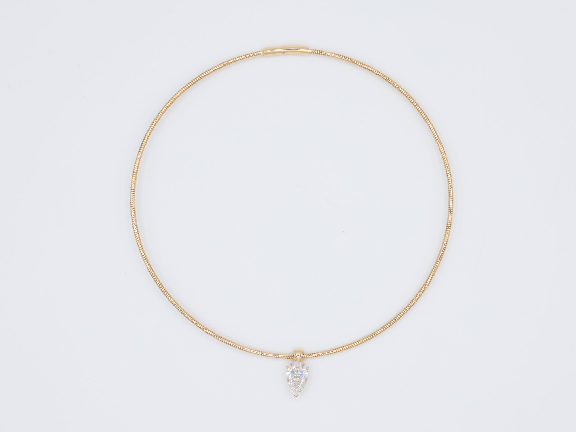 14K Yellow Gold Lab Grown Pear Diamond Collar Necklace 10.2ct N-323PS