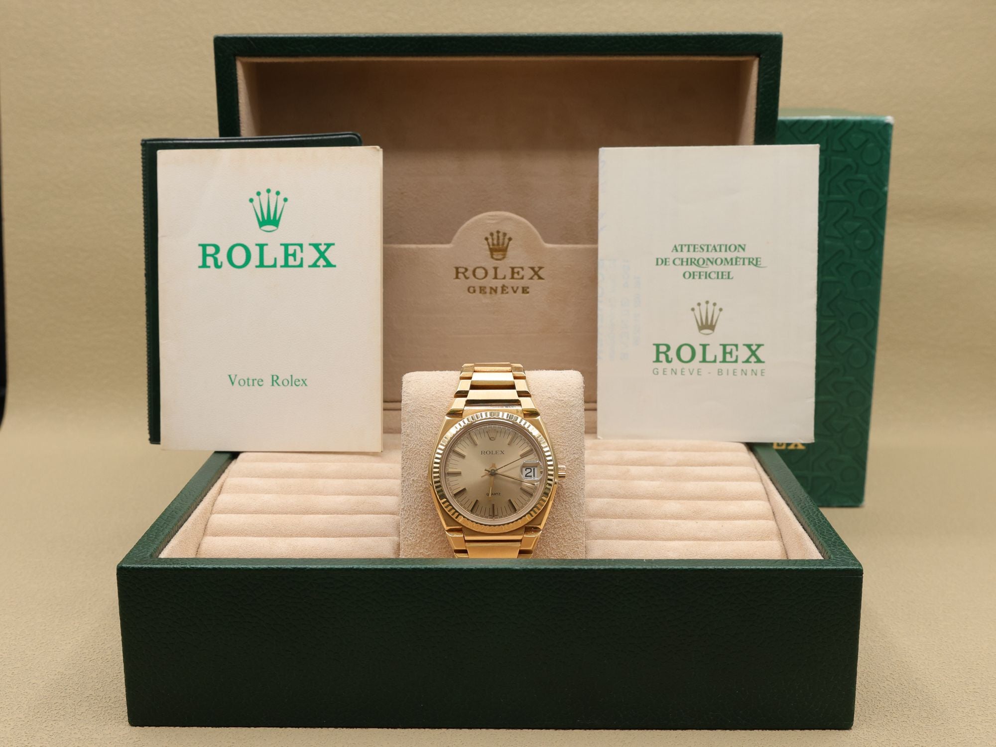 Rolex Datejust Oysterquartz Champagne Dial on Yellow Gold 5100 Papers 1977