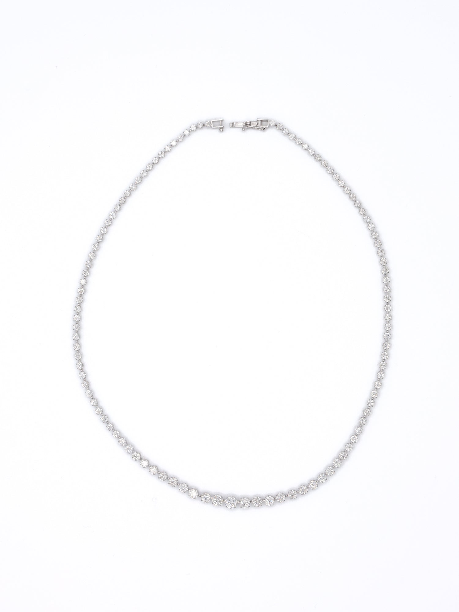 Platinum Graduated Round Diamond Tennis Necklace 14.1ct N-620PLT