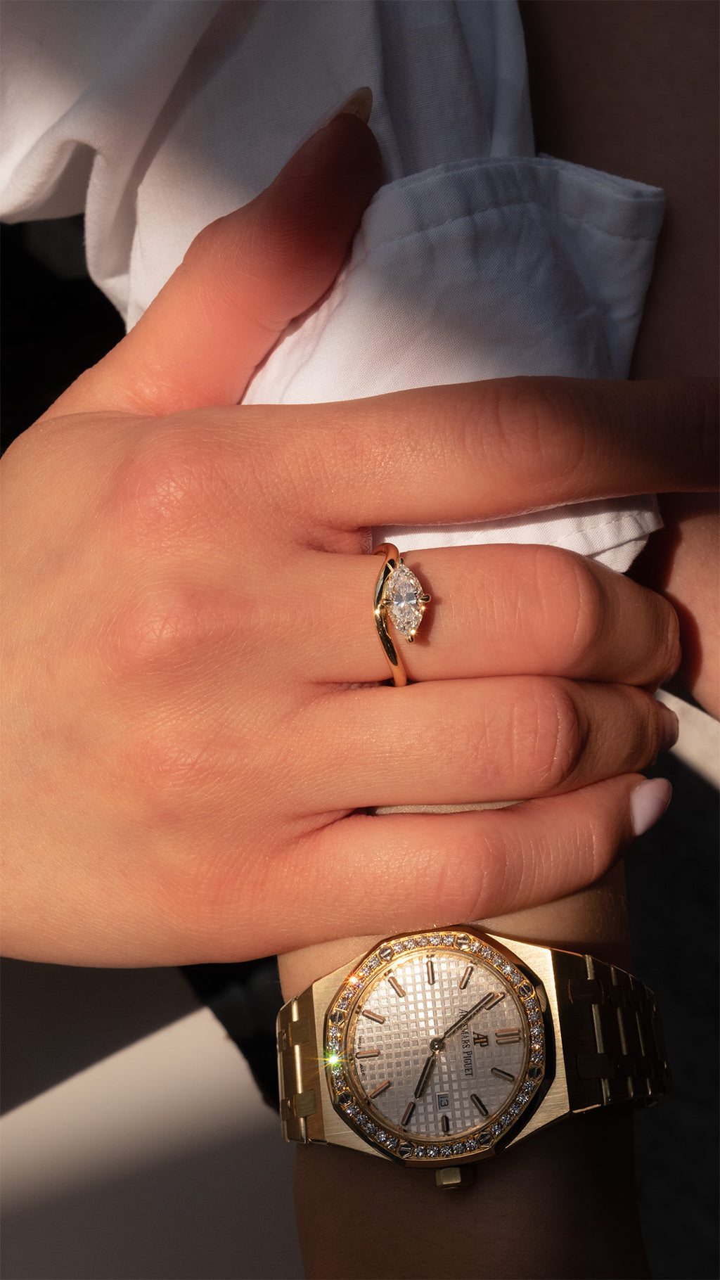 Yellow Gold Wavy Stack Ring Fashion Ring 0.5 cts.