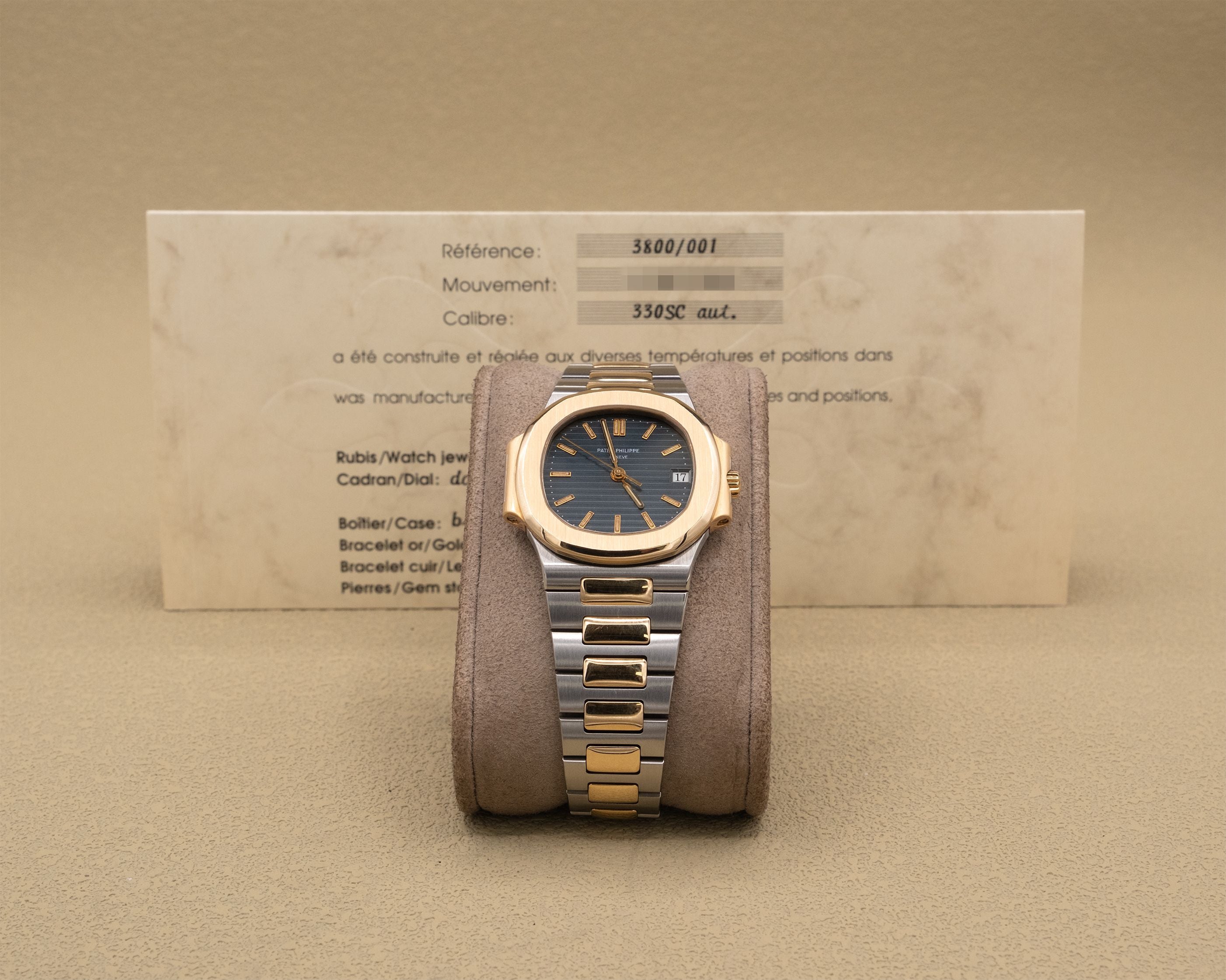 Patek Philippe Nautilus Blue Dial on Two tone 3800/001 Papers 1994