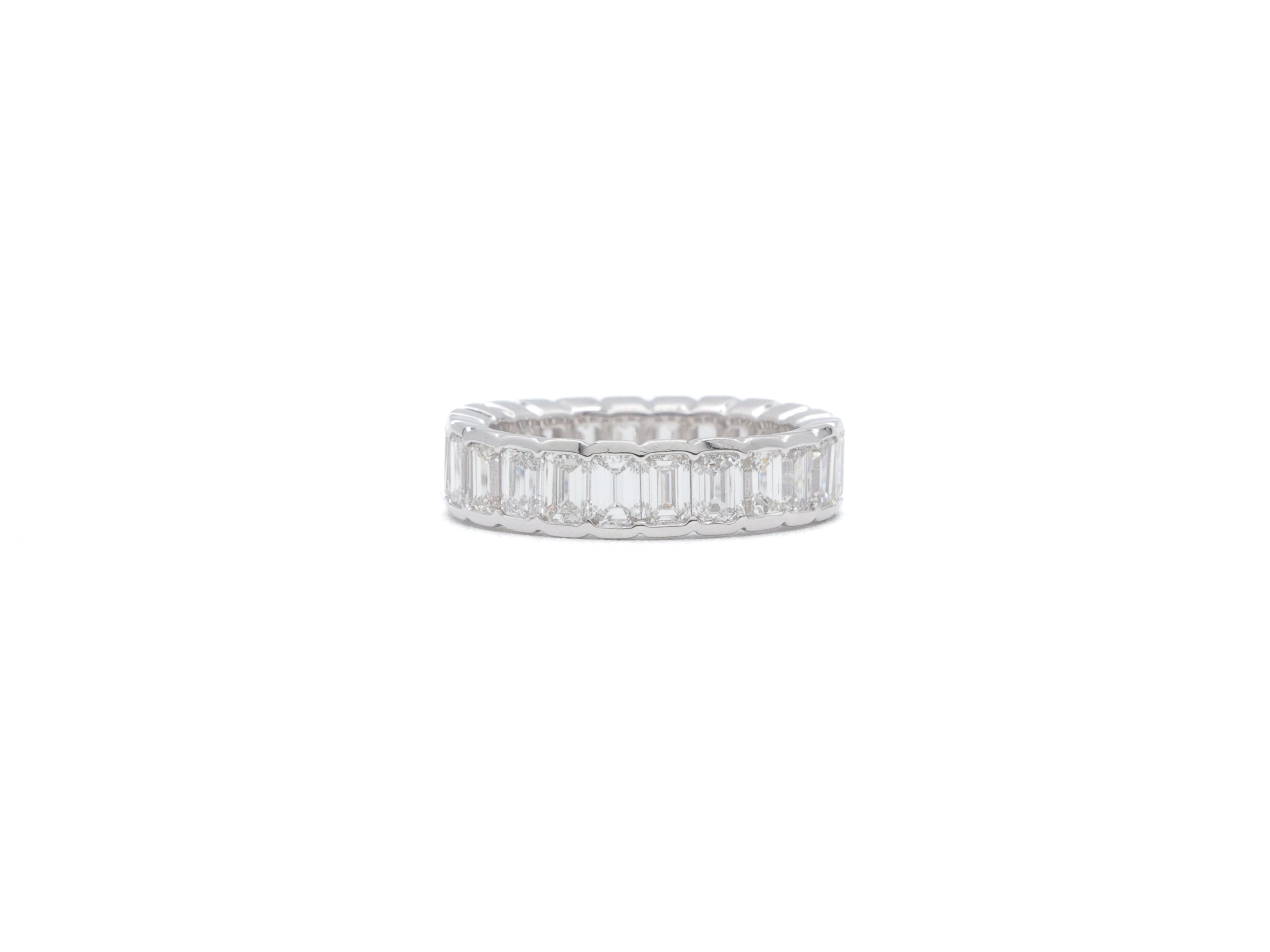 Emerald Cut Natural Diamond Platinum Eternity Band 5.33ct R-344EM
