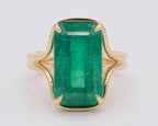 Yellow Gold EMERALD - NORTH TO SOUTH SETTING Engagement Ring 8.06 cts.