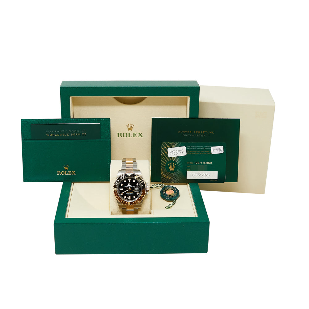 Rolex GMT-Master II Root Beer Black Dial on Oyster 126711CHNR Complete 2023