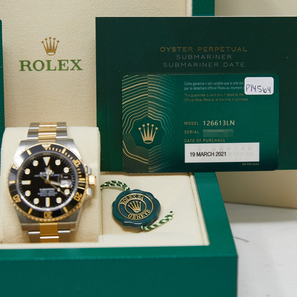 Rolex Submariner Black Dial on Oyster 126613LN Complete 2021