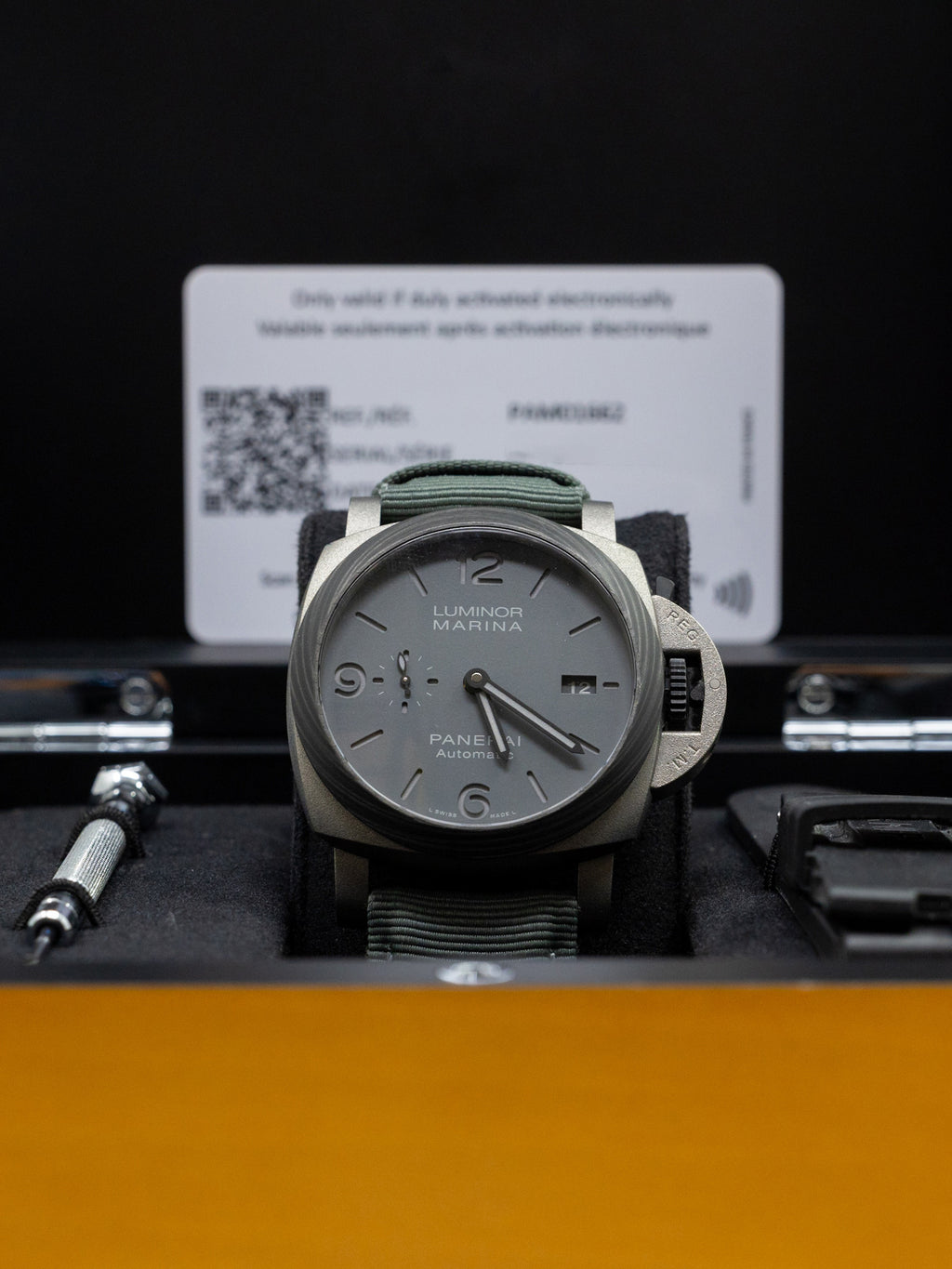 Panerai Luminor Marina TuttoGrigio Titanium Anthracite Dial on Grey Textile Strap PAM01662 Complete Open Date