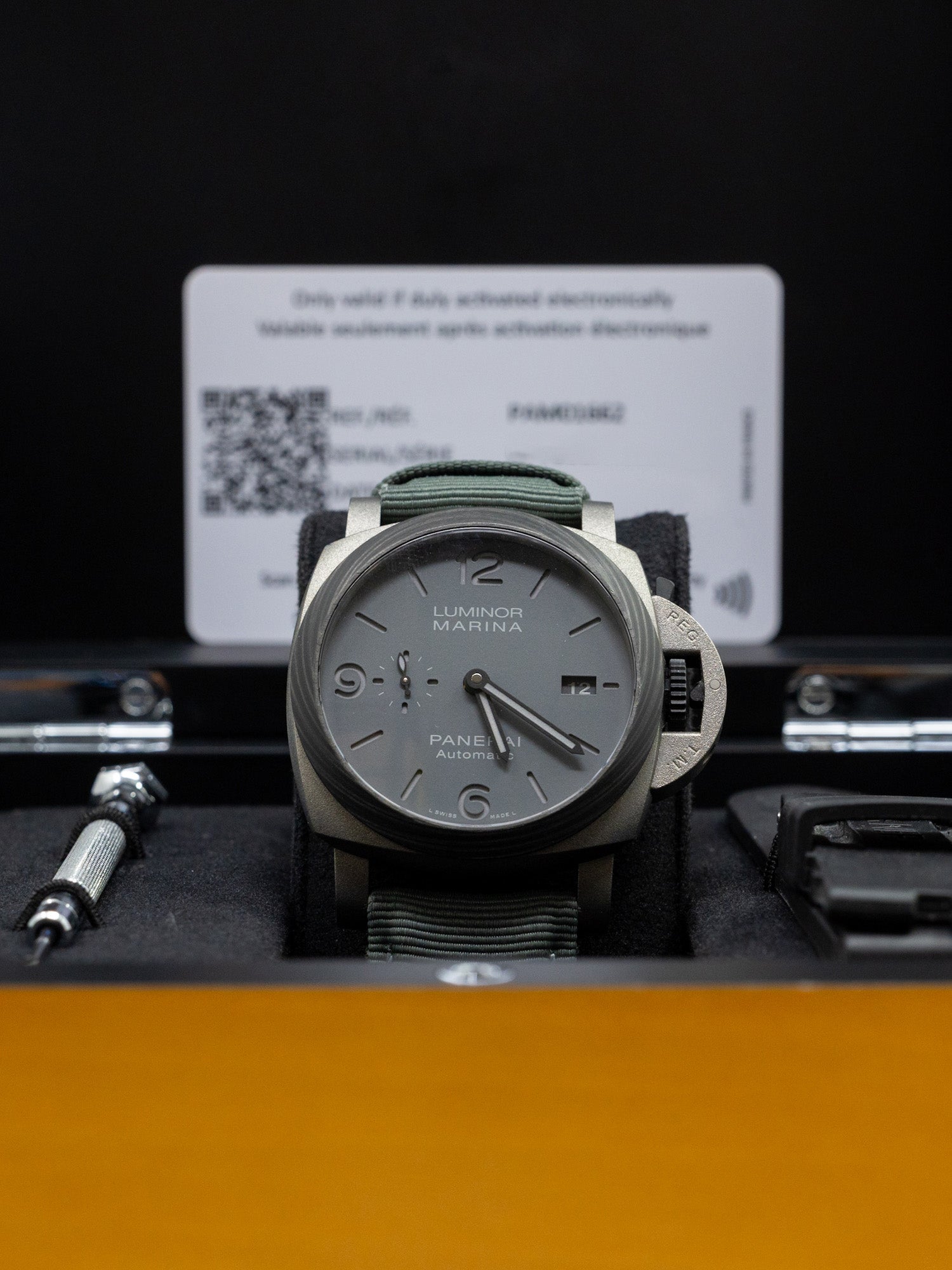 Panerai Luminor Marina TuttoGrigio Titanium Anthracite Dial on Grey Textile Strap PAM01662 Complete Open Date