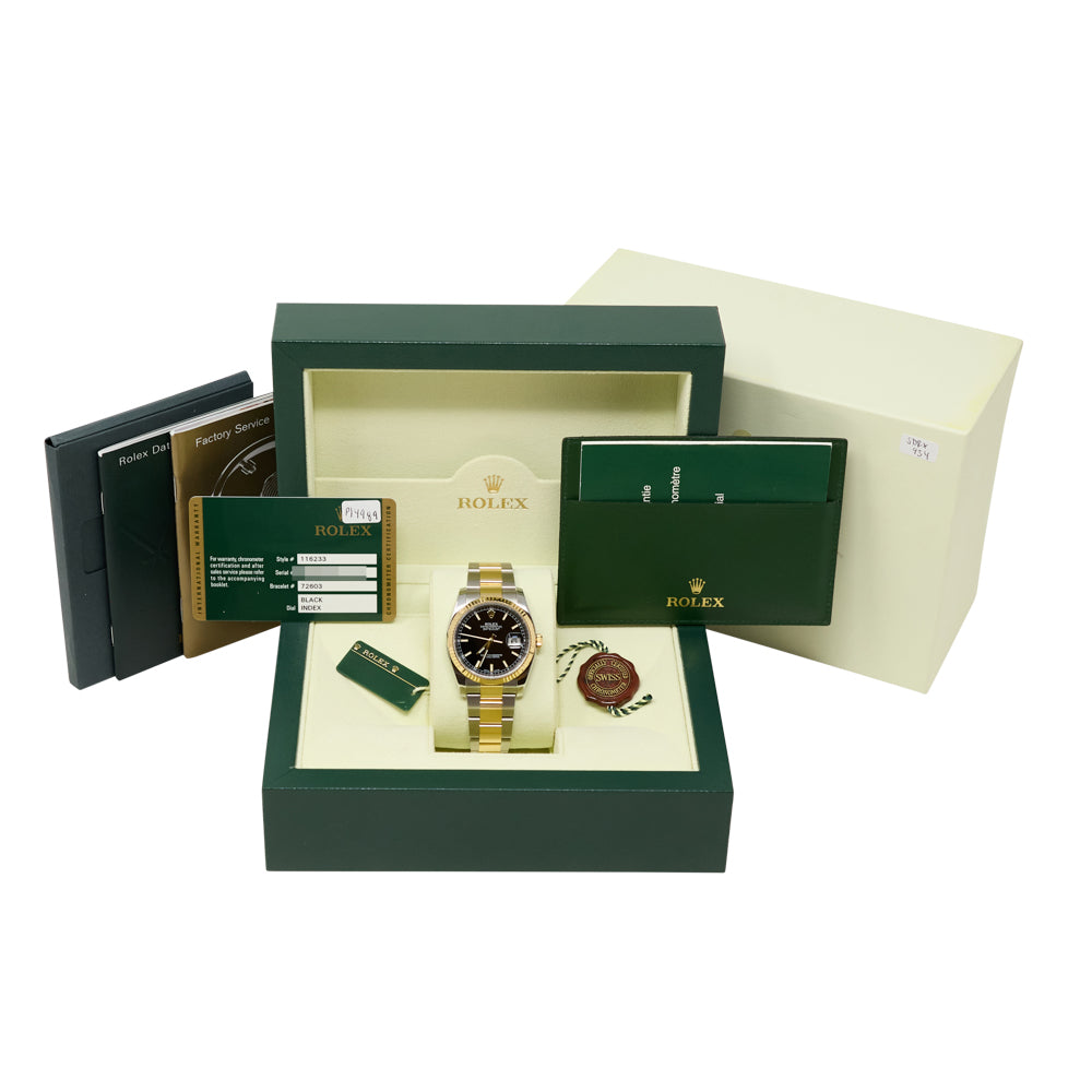 Rolex Datejust Black Dial on Oyster 116233 Complete 2013