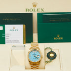 Rolex Day-Date 36 Turquoise Diamond Index Roman 9 Dial on Presidential 128238 Complete 2019