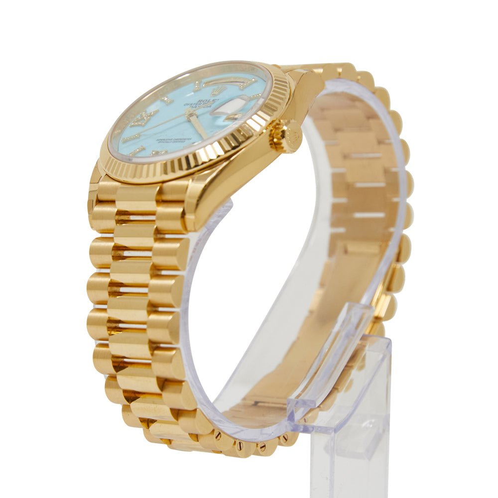 Rolex Day-Date 36 Turquoise Diamond Index Roman 9 Dial on Presidential 128238 Complete 2019