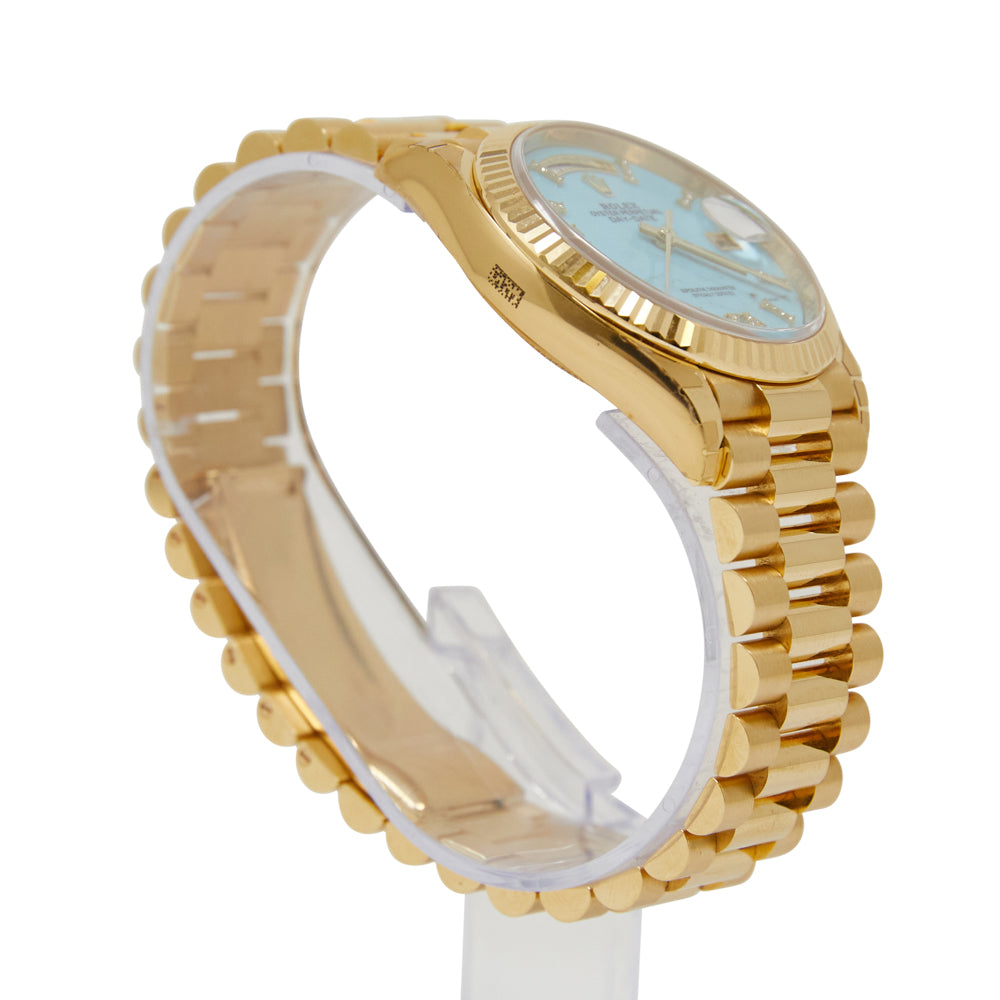 Rolex Day-Date 36 Turquoise Diamond Index Roman 9 Dial on Presidential 128238 Complete 2019