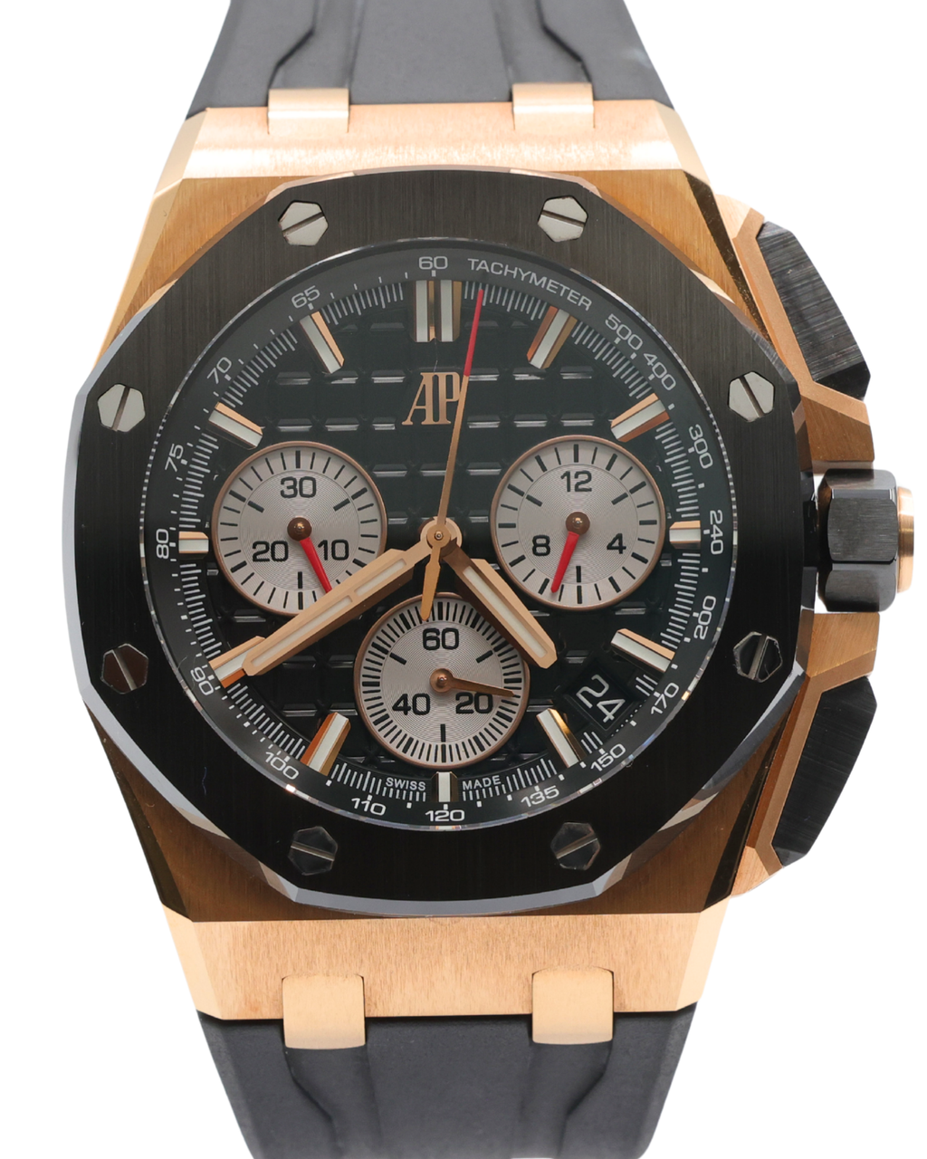Audemars Piguet Royal Oak Offshore Chronograph Black Dial on Rubber Strap 26420RO.OO.A002CA.01 Complete Open Date