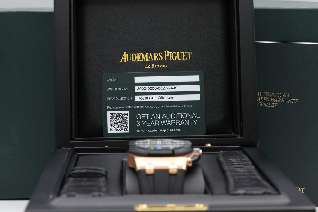 Audemars Piguet Royal Oak Offshore Chronograph Black Dial on Rubber Strap 26420RO.OO.A002CA.01 Complete Open Date