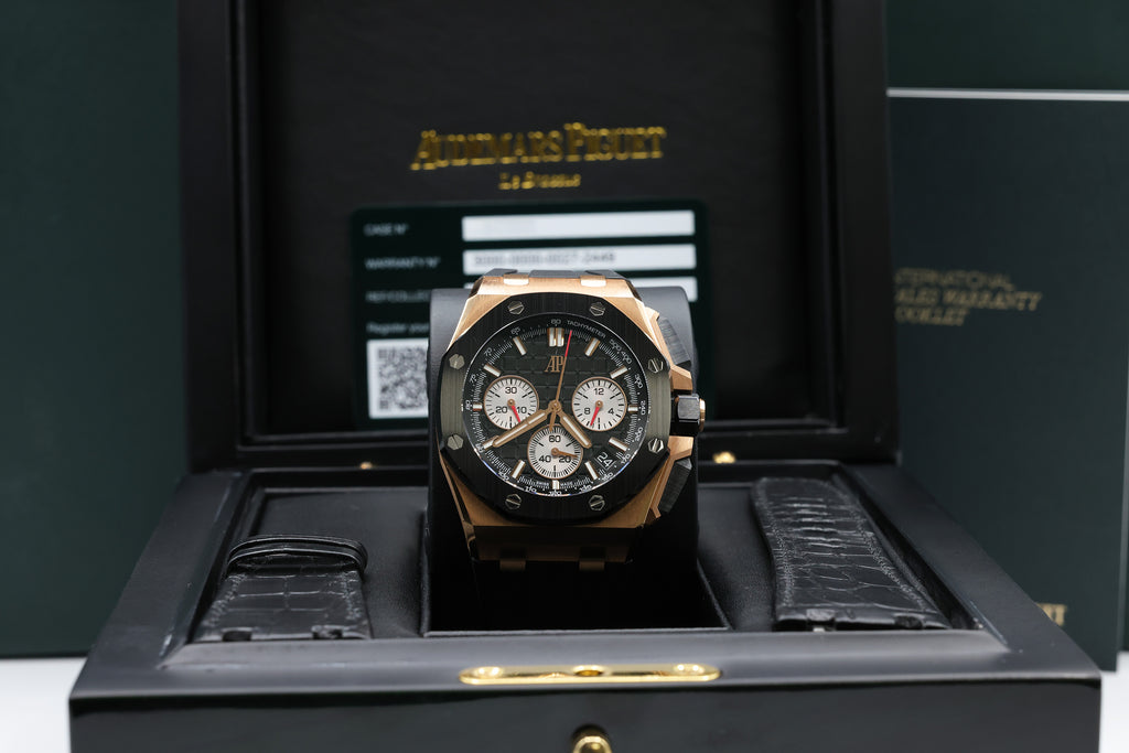 Audemars Piguet Royal Oak Offshore Chronograph Black Dial on Rubber Strap 26420RO.OO.A002CA.01 Complete Open Date