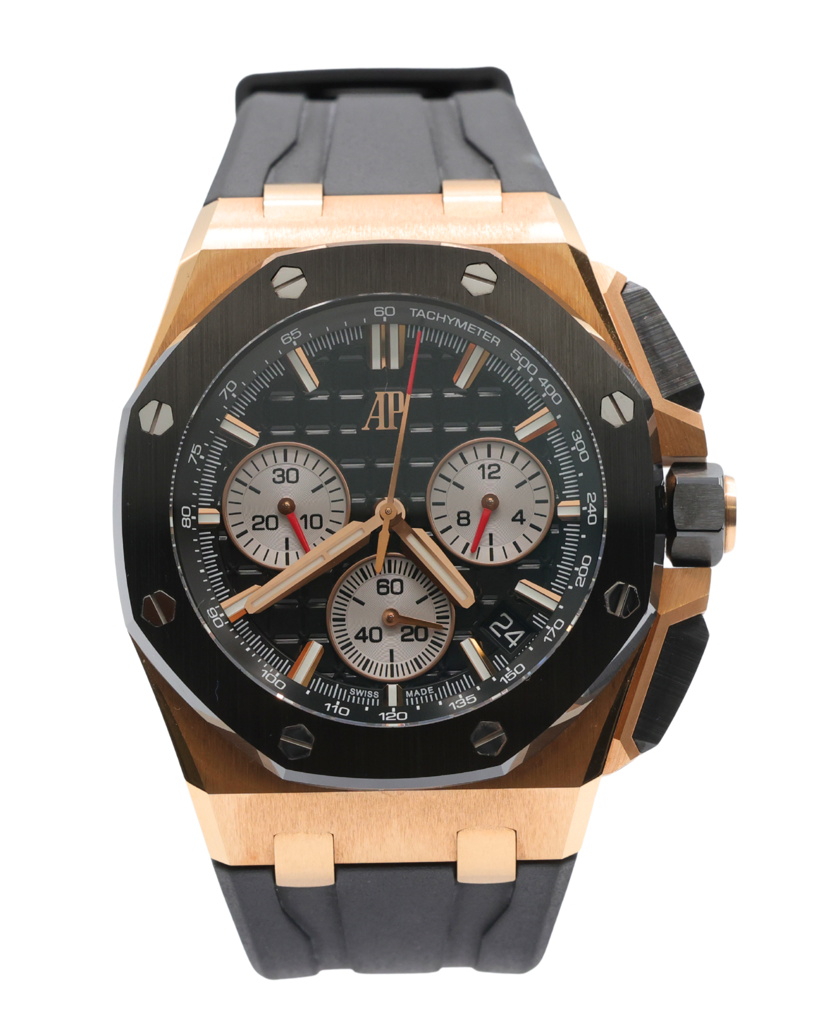 Audemars Piguet Royal Oak Offshore Chronograph Black Dial on Rubber Strap 26420RO.OO.A002CA.01 Complete Open Date