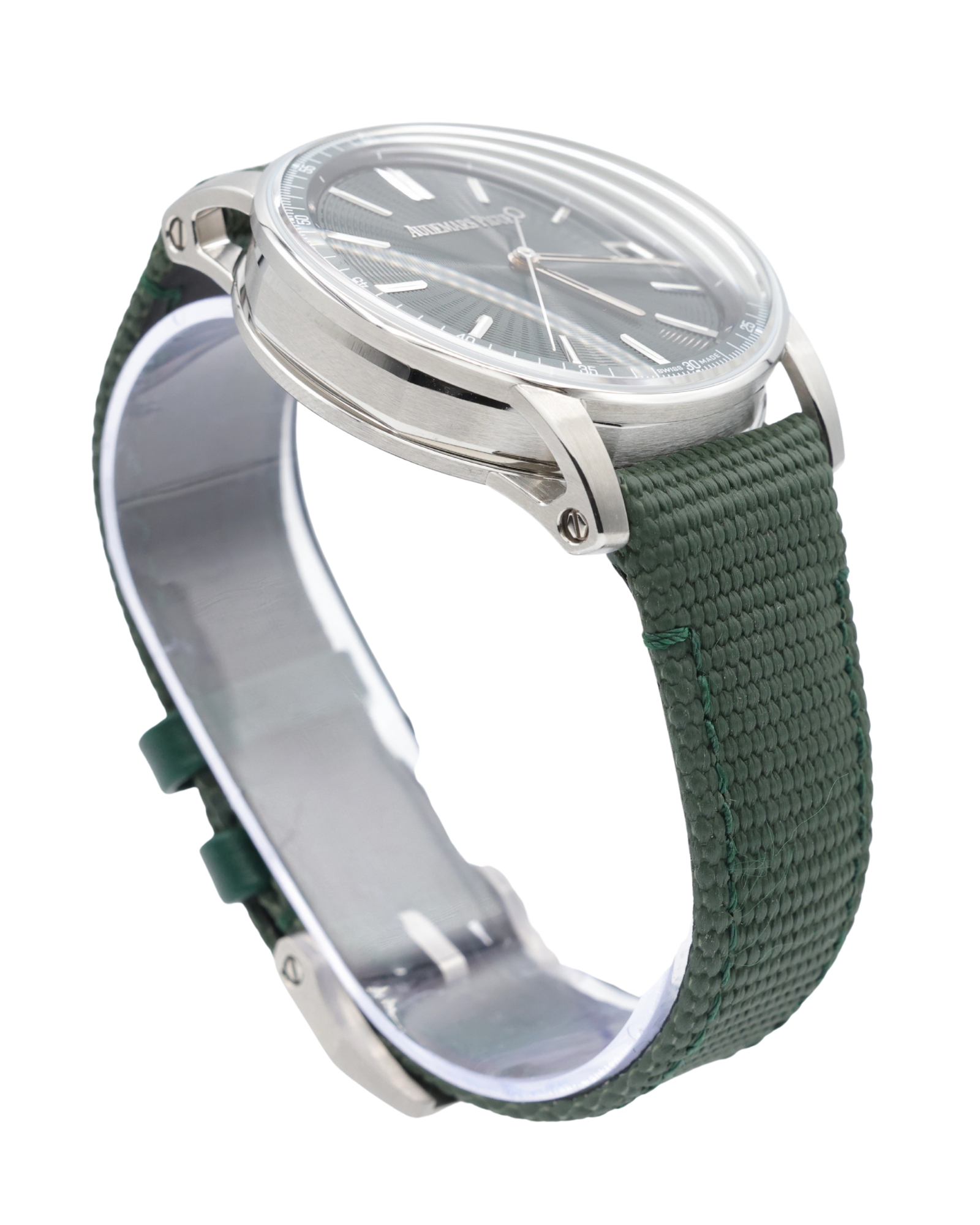 Audemars Piguet Code 11.59 Selfwinding Green Dial on Green rubber-coated strap with stainless steel pin buckle. 15210ST.OO.A056KB.01 Complete 2025