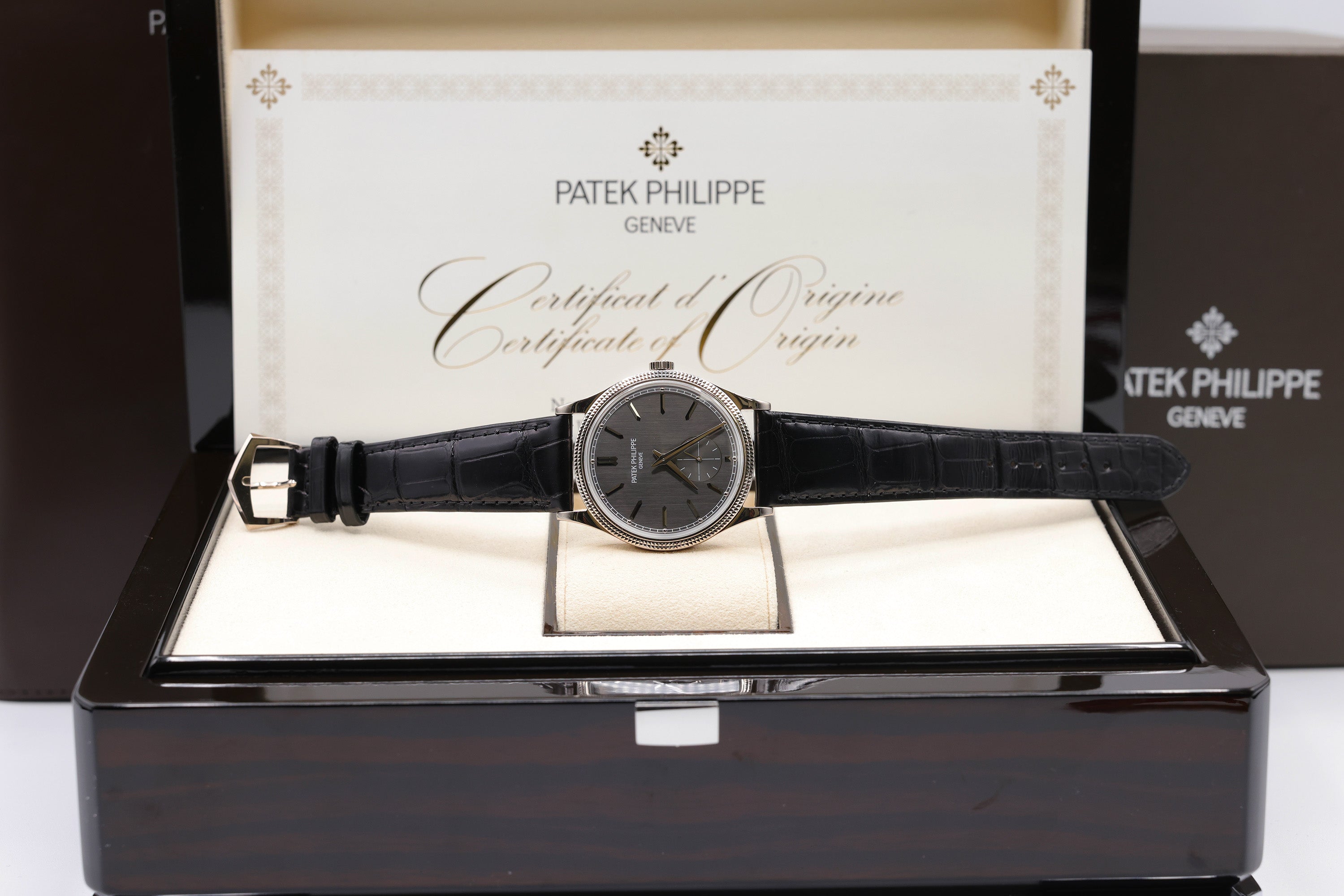 Patek Philippe Calatrava Charcoal Gray Dial on Strap 6119G-001 Complete 2024