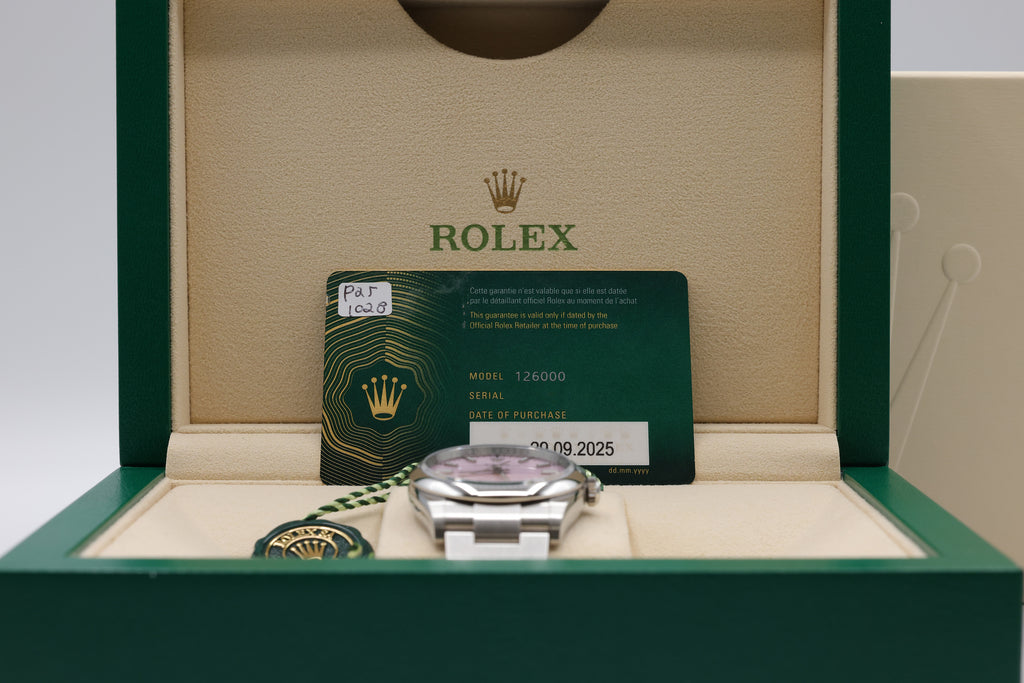 Rolex Oyster Perpetual 36 Candy Pink Index Dial on Oyster 126000 Complete 2025