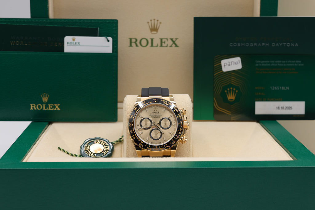 Rolex Daytona Golden Index Dial on Oysterflex 126518LN Complete 2025