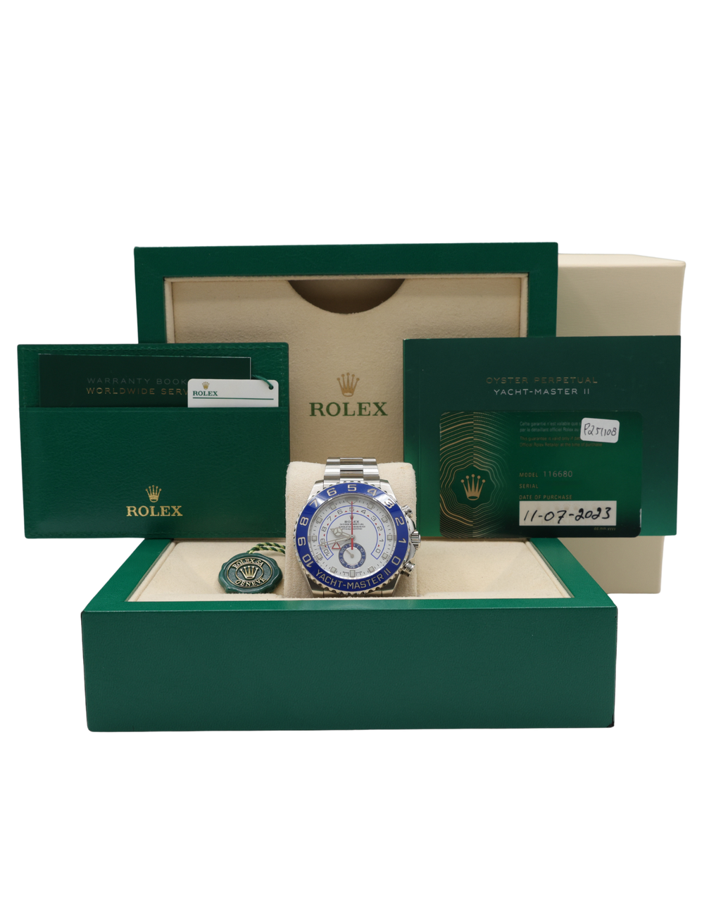 Rolex Yacht-Master II Matt White Dial on Oyster 116680 Complete 2023