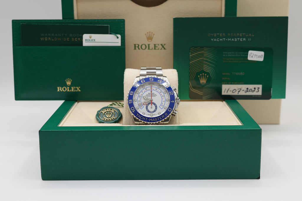 Rolex Yacht-Master II Matt White Dial on Oyster 116680 Complete 2023