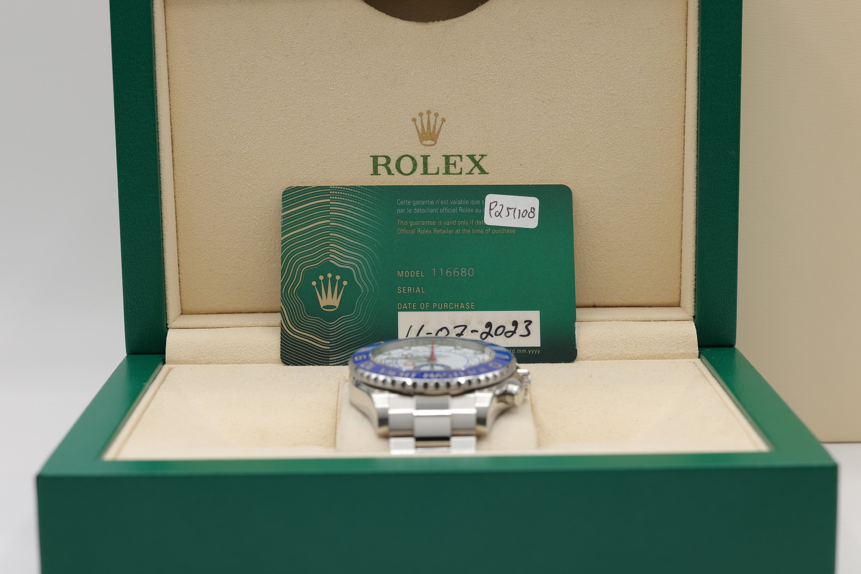 Rolex Yacht-Master II Matt White Dial on Oyster 116680 Complete 2023