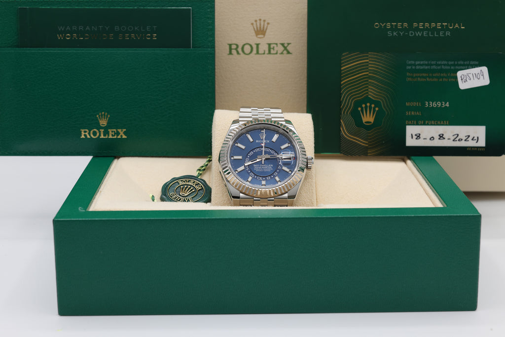 Rolex SkyDweller Blue Index Dial on Jubilee 336934 Complete 2024