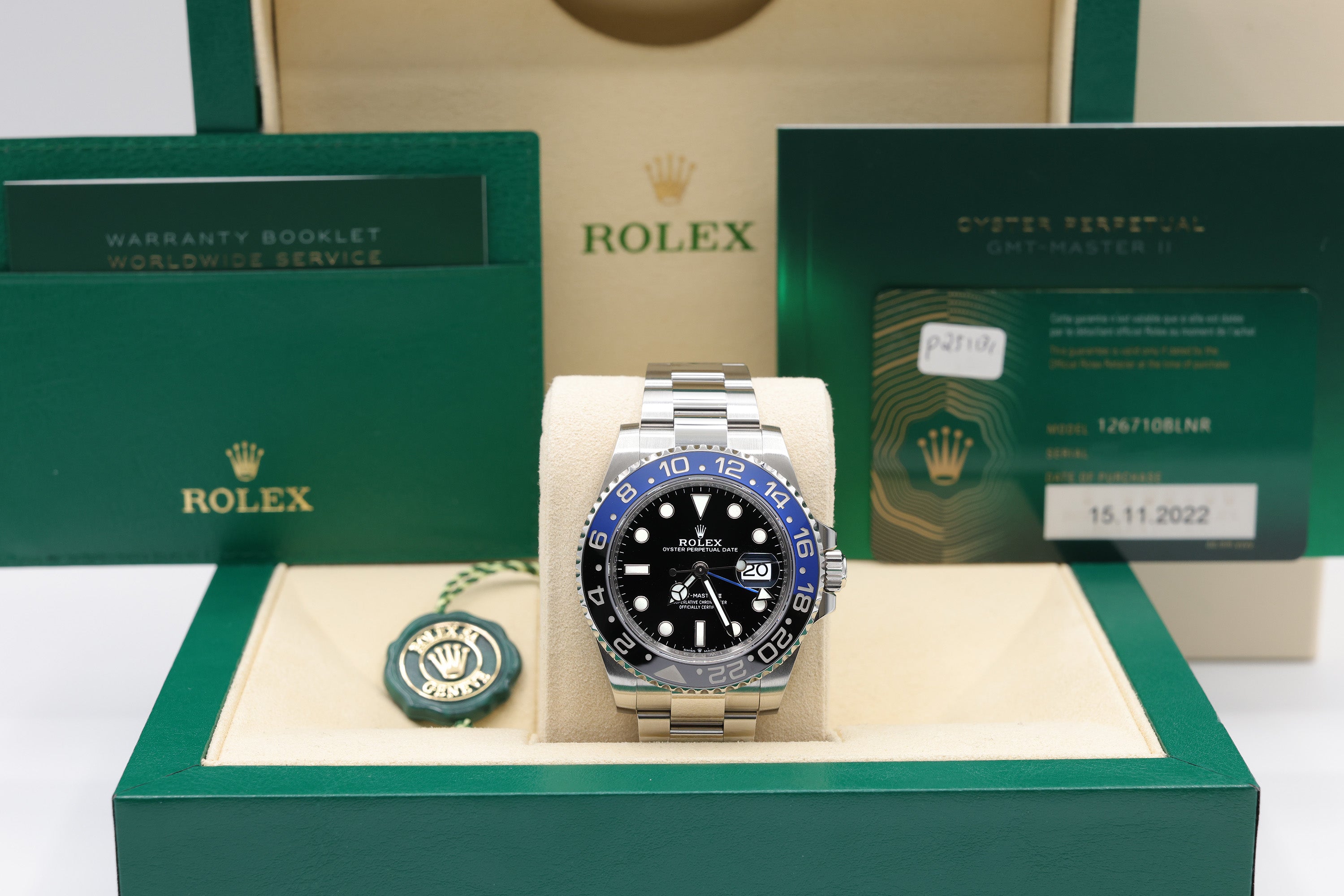 Rolex GMT-Master II Batman Black Dial on Oyster 126710BLNR Complete 2022