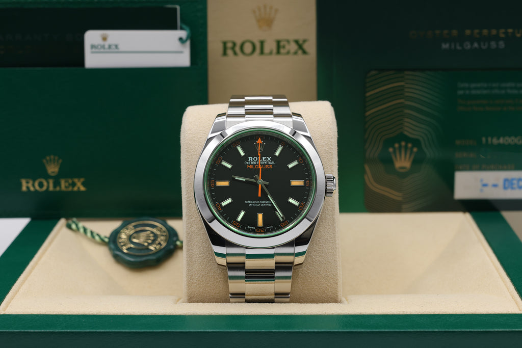 Rolex Milgauss Black Dial on Oyster 116400GV Complete 2021