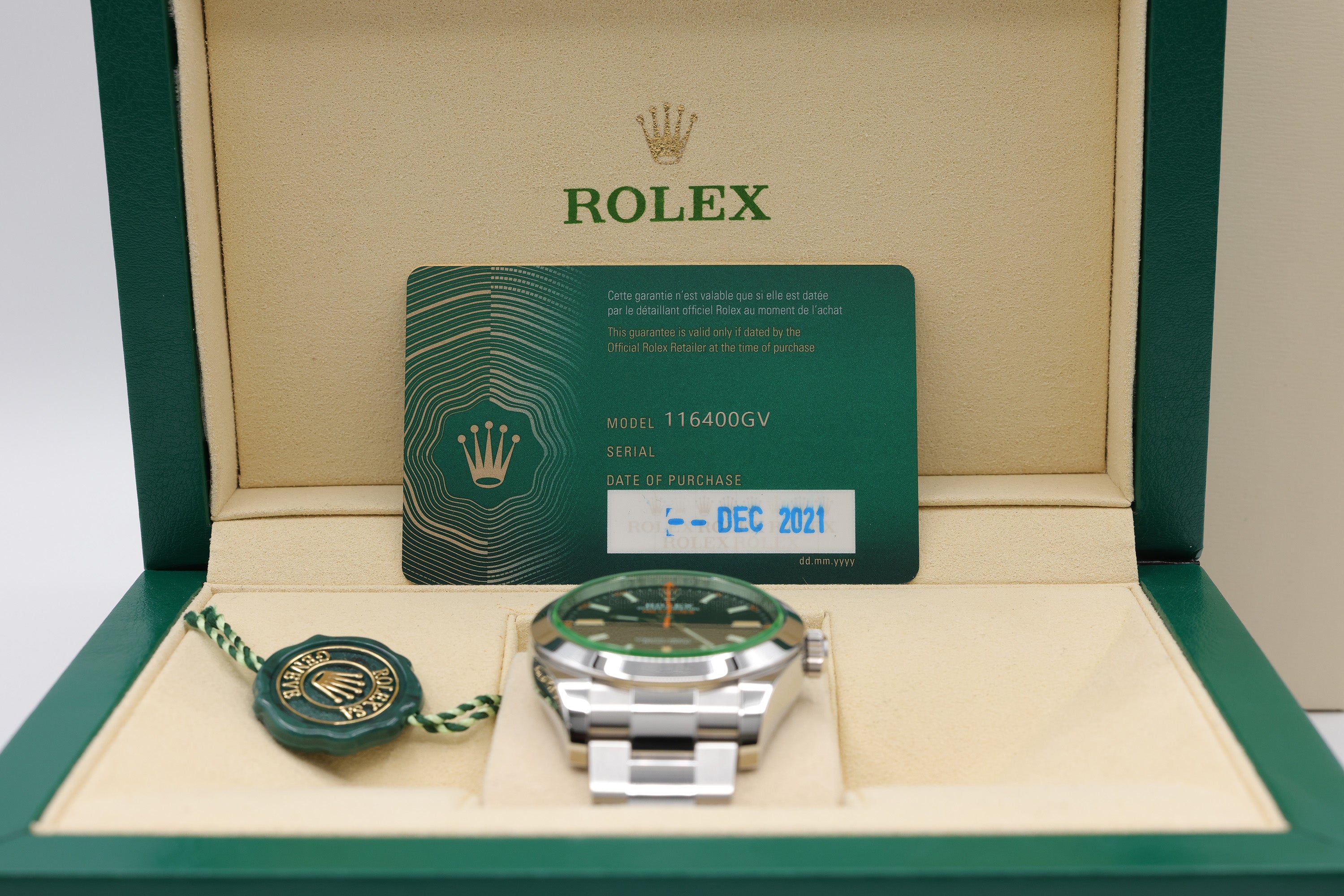 Rolex Milgauss Black Dial on Oyster 116400GV Complete 2021