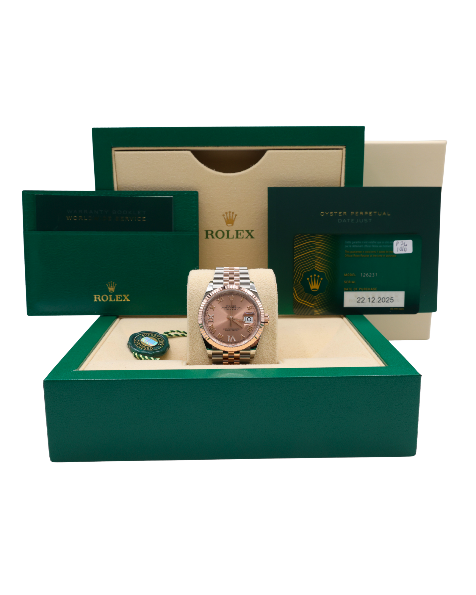 Rolex Datejust 36 Rose Roman Dial on Jubilee 126231 Complete 2025