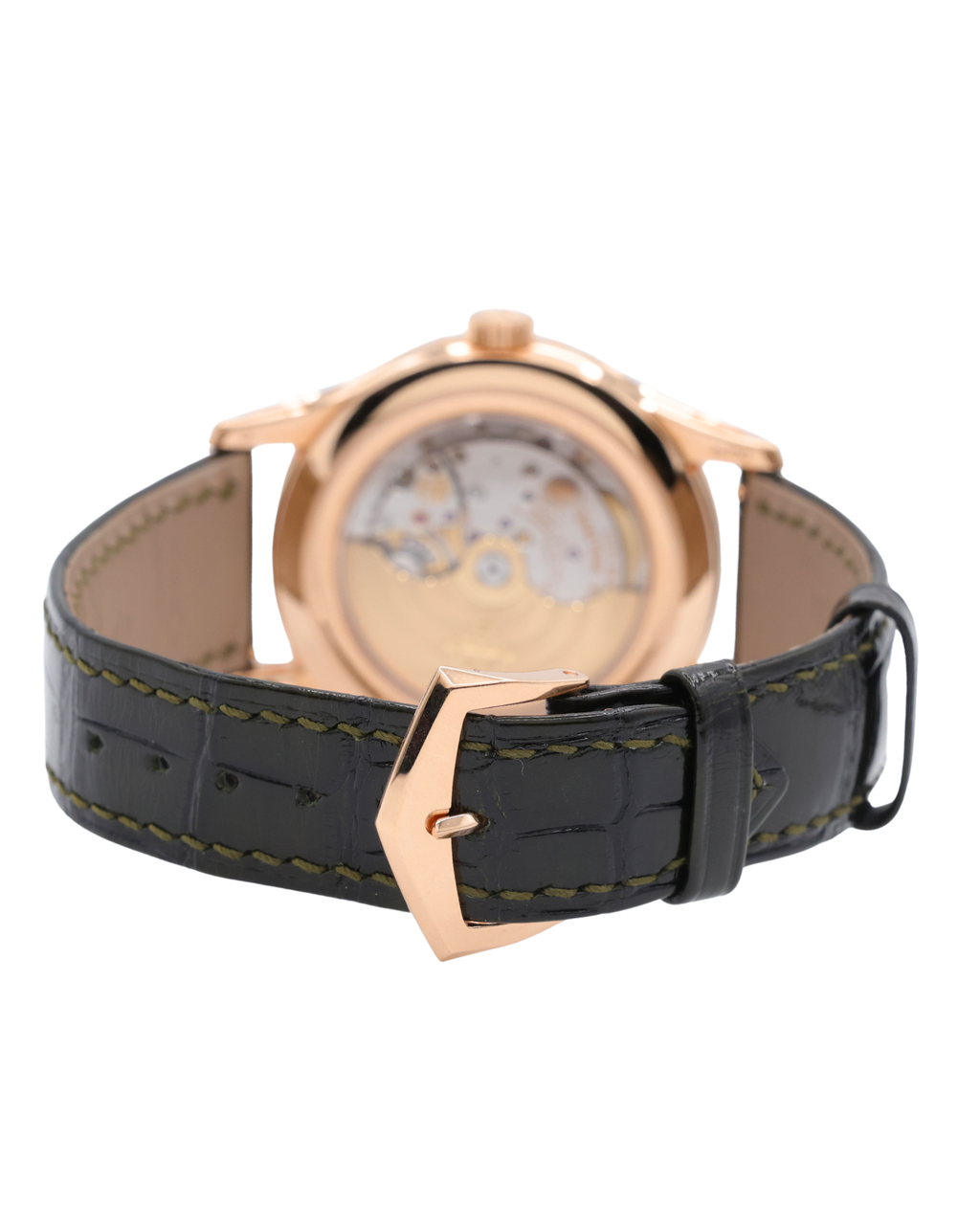 Patek Philippe Complications - Annual Calendar - Moon Phases Olive Green Sunburst Dial on Alligator leather with square scales, hand-stitched, patinated two-tone green 5205R-011 Complete 2024