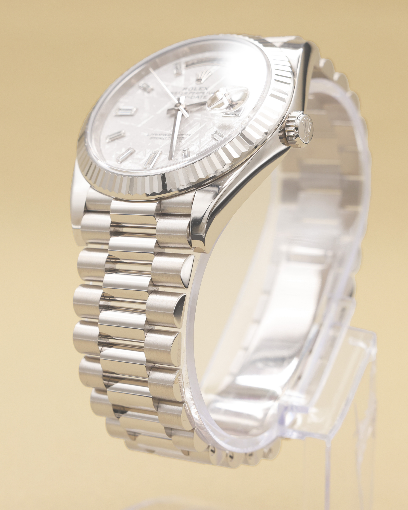 Rolex Day-Date 40 Meteorite Baguette Diamond Dial on President 228239 Complete 2020