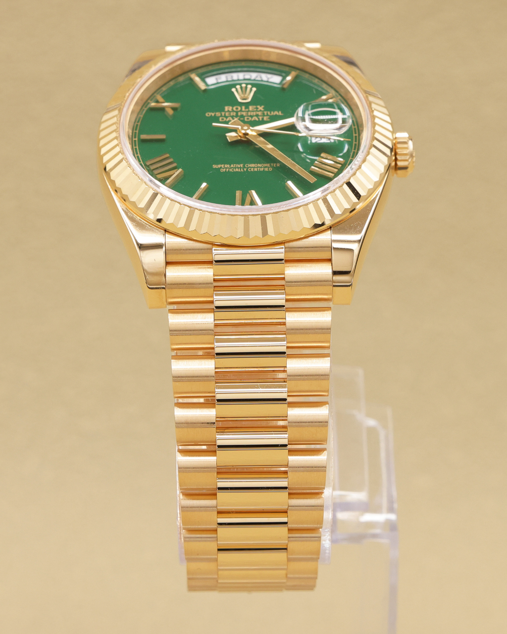 Rolex Day-Date 40 Green Roman Dial on President 228238 Complete 2024