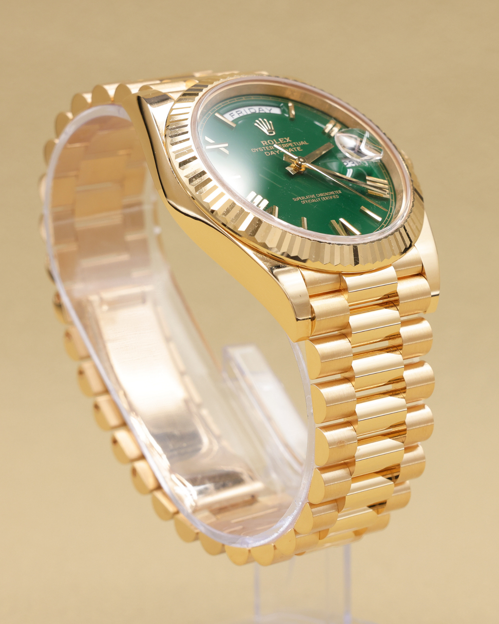 Rolex Day-Date 40 Green Roman Dial on President 228238 Complete 2024
