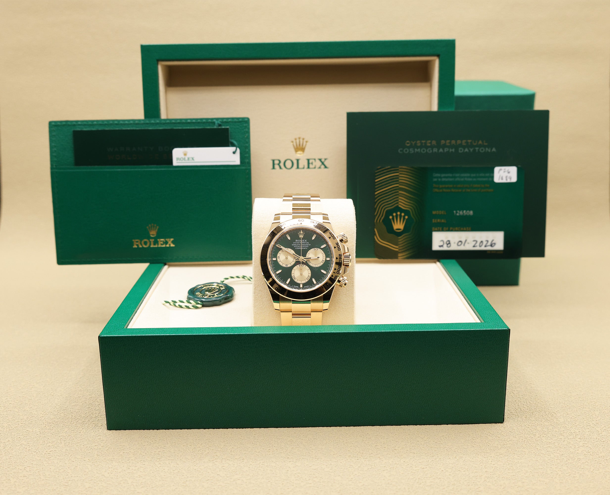 Rolex Daytona Bright Green and Golden Dial on Oyster 126508 Complete 2026