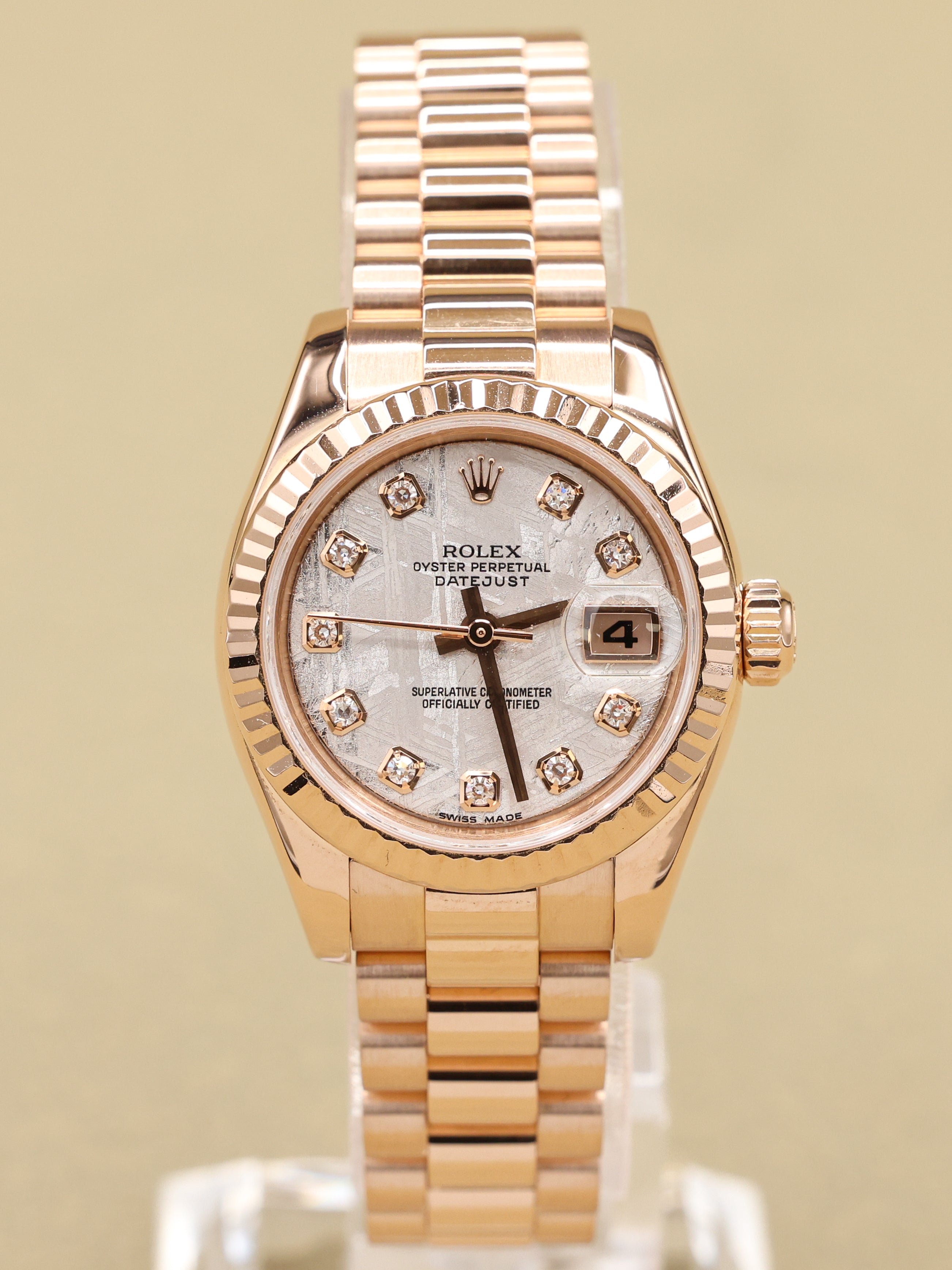 Rolex Datejust Lady President Metorite Diamond Dial Dial on President 179175 Complete Open Date