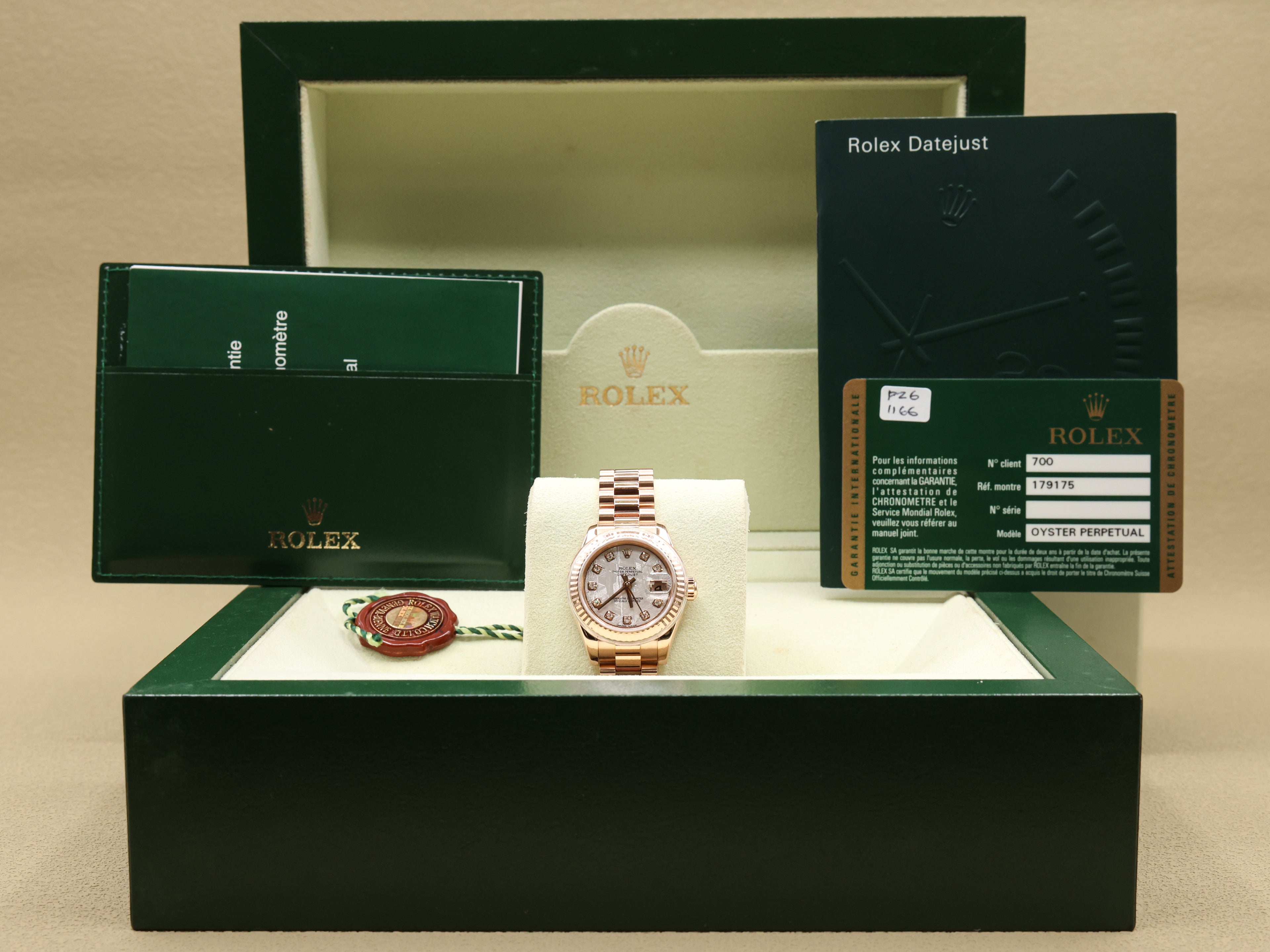 Rolex Datejust Lady President Metorite Diamond Dial Dial on President 179175 Complete Open Date