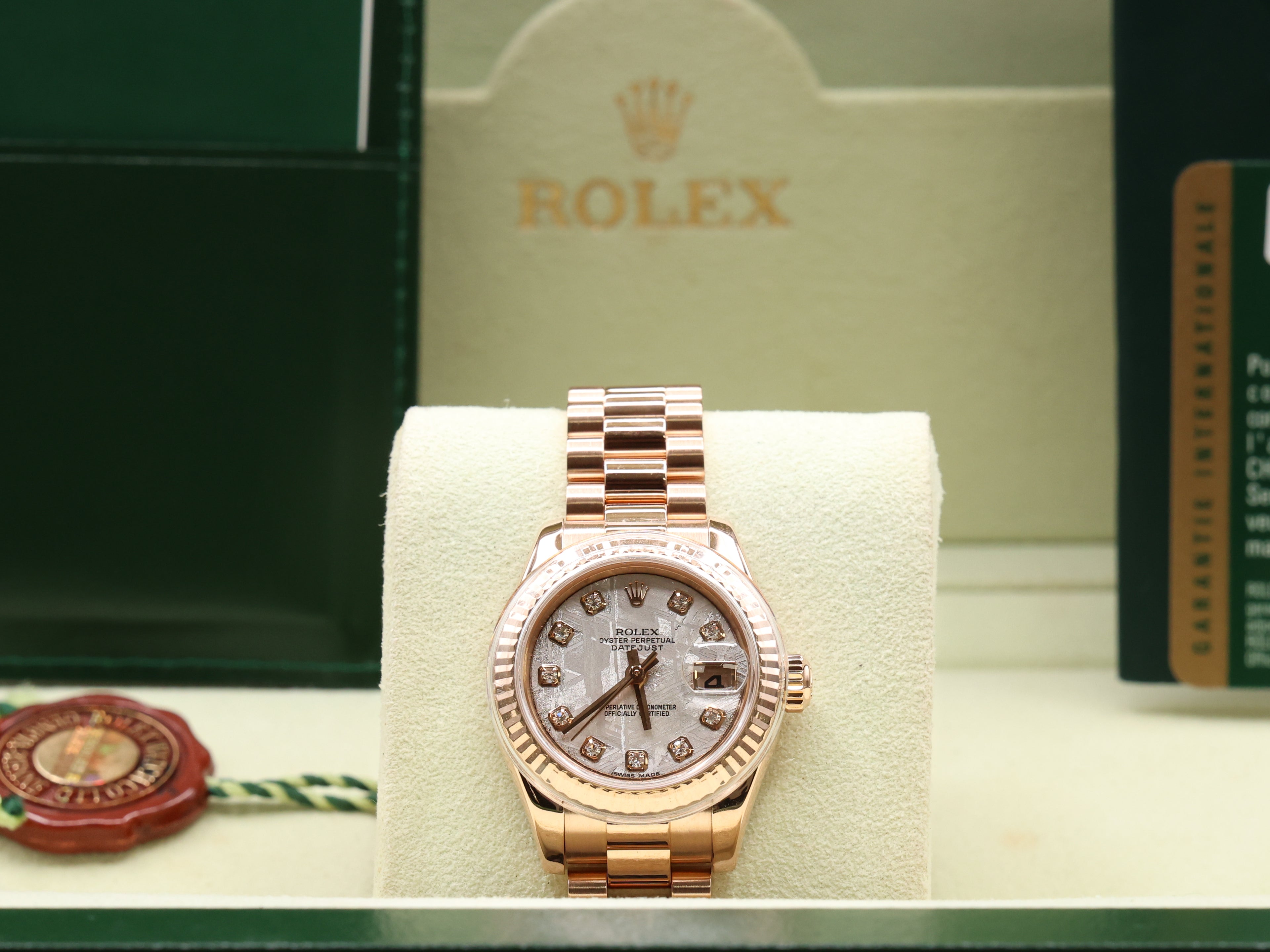 Rolex Datejust Lady President Metorite Diamond Dial Dial on President 179175 Complete Open Date