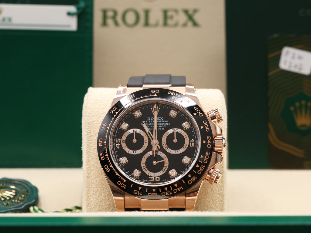 Rolex Daytona Black Diamond Dial on Oysterflex 116515LN Complete 2023