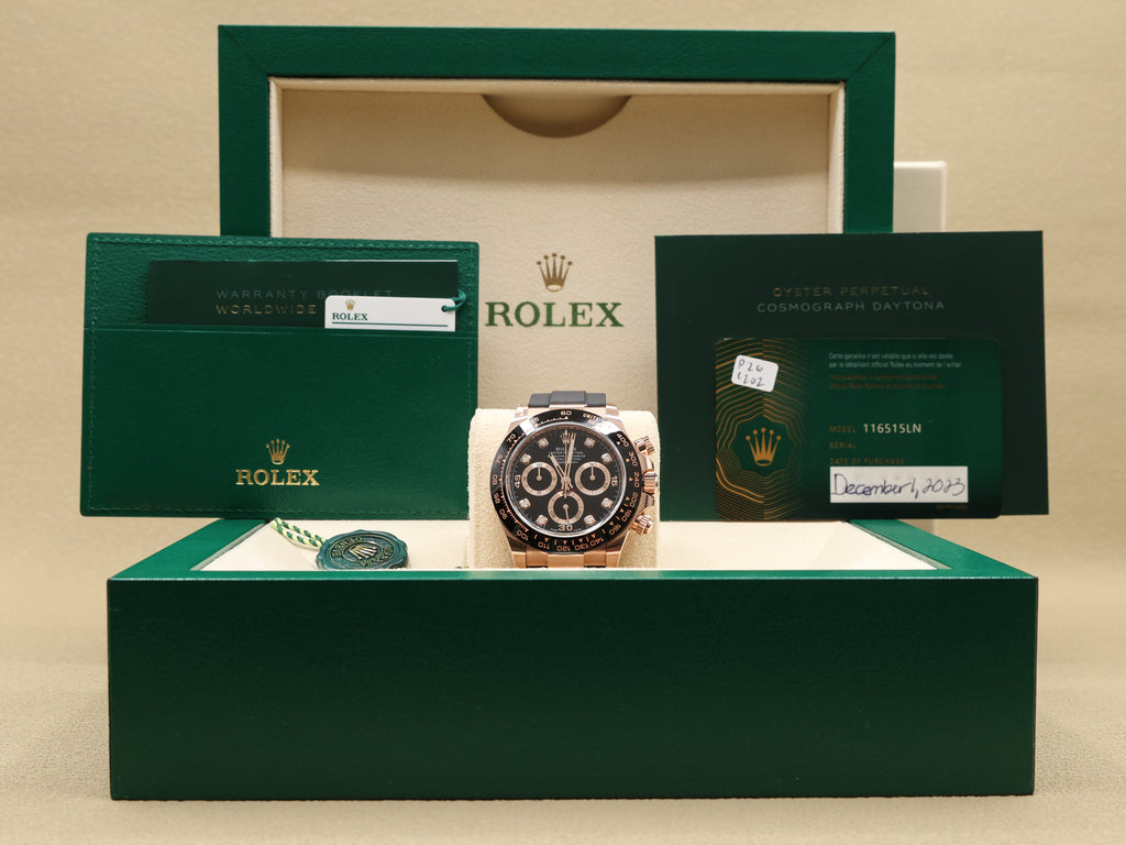 Rolex Daytona Black Diamond Dial on Oysterflex 116515LN Complete 2023