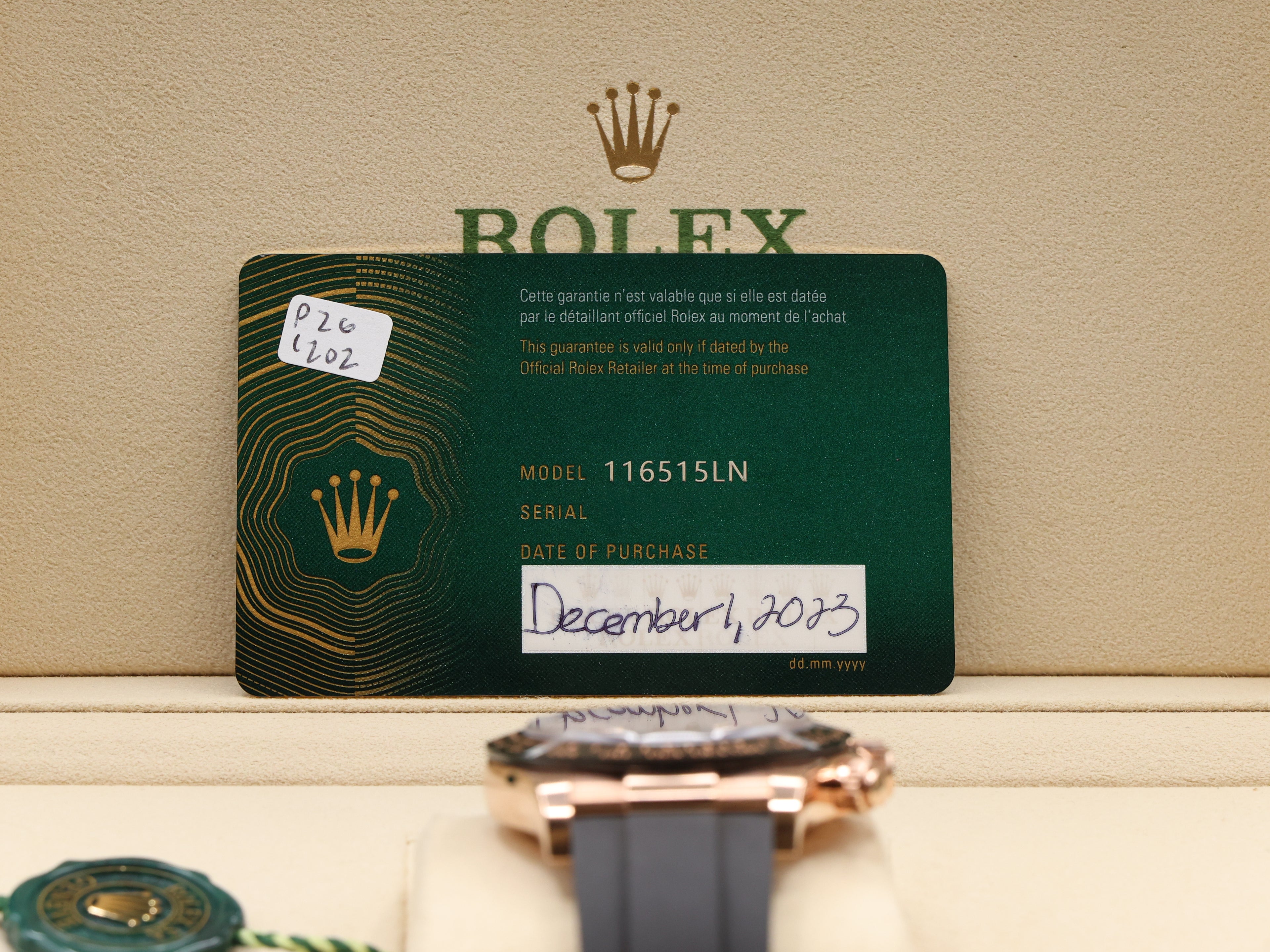 Rolex Daytona Black Diamond Dial on Oysterflex 116515LN Complete 2023
