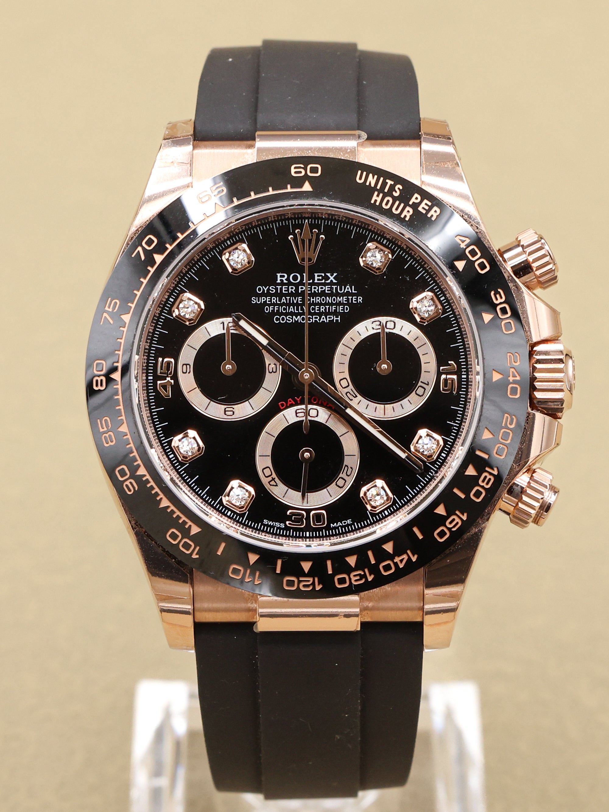 Rolex Daytona Black Diamond Dial on Oysterflex 116515LN Complete 2023