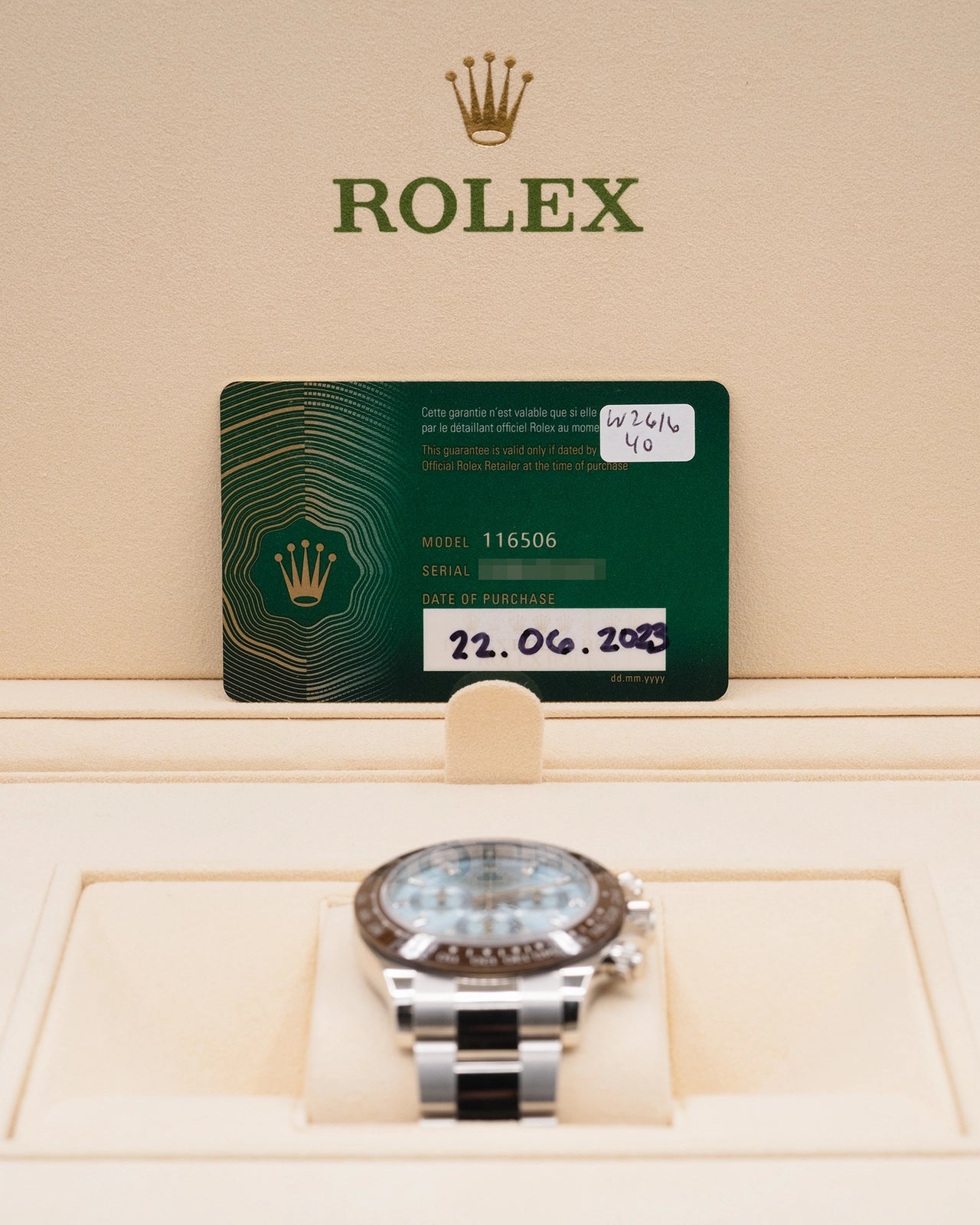 Rolex Daytona Ice Blue Diamond Dial on Oyster 116506 Complete 2023