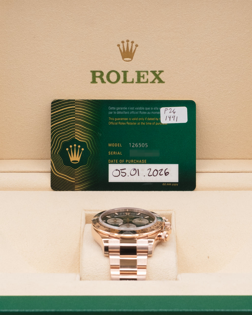 Rolex Daytona Black And Sundust Index Dial on Oyster 126505 Complete 2026